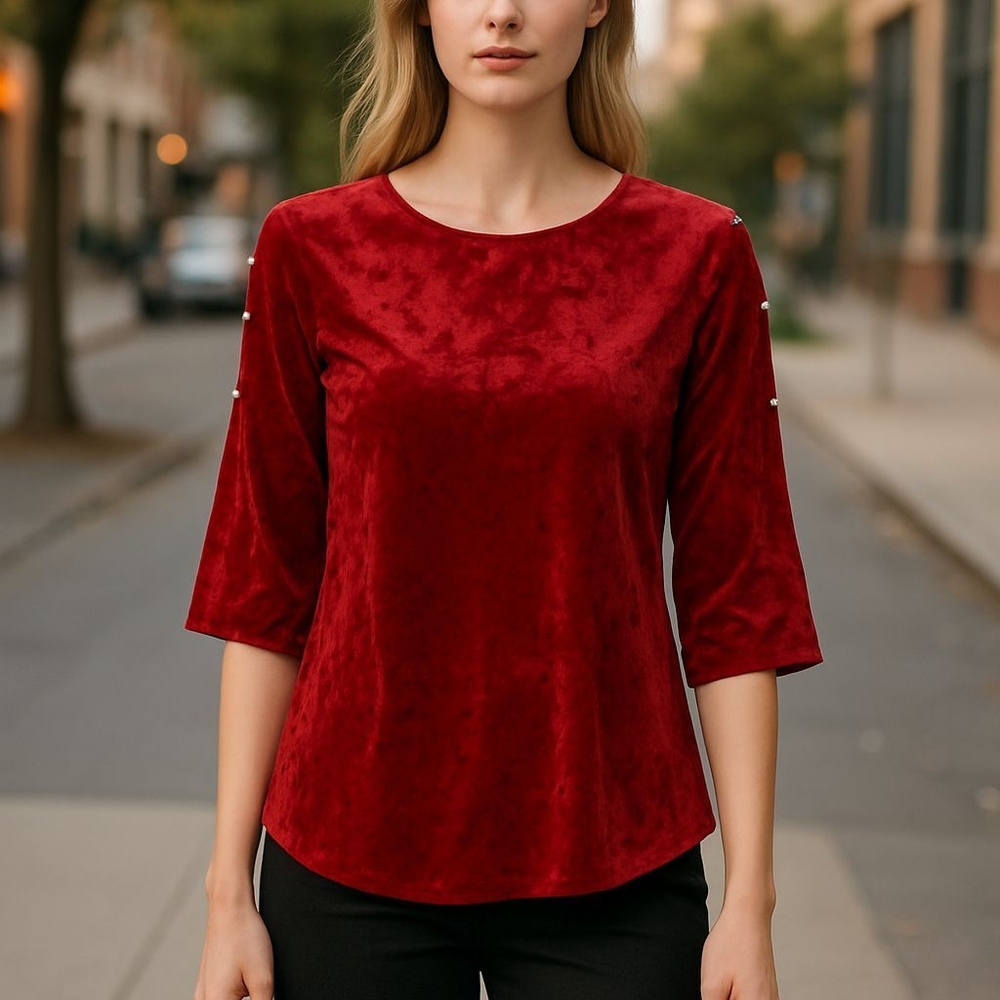 Cable & Gauge Red Velvet Women's Blouse